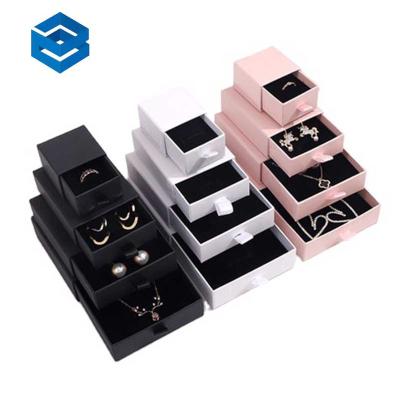 China Recyclable Wholesale Fashion Design Paper Jewelry Box with Slide Drawer Luxury Rigid Jewelry Drawer Paper Box for sale