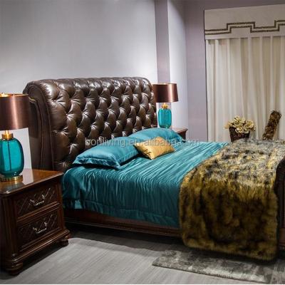 China Luxury Modern Italian Genuine Leather Double Bedroom Furniture Sofa Bed Headboard Beds Queen Size Leather Queen Bed for sale