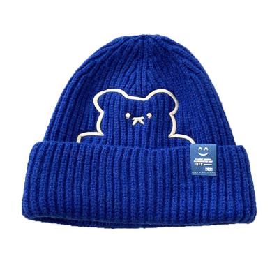 China JOINT Cute knitted hat women autumn and winter custom embroidery knit hat beanies wool hat for sale