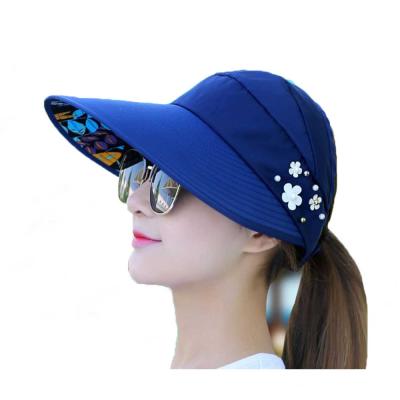 China Character UV Protect Outdoor Women Brim Sun Visor Hat UPF50 Large Foldable Beach Sun Hat for sale