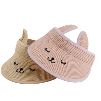 China Funny Cartoon Children's Sun Visor Rollable Straw Hat Adjustable Open Top Picture for sale