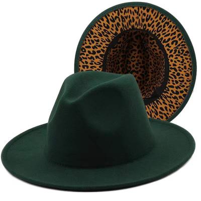 China Promotional Two Tone Panama Hat Felt Hats Wholesale Leopard Women or Men Picture Felt Hat for sale