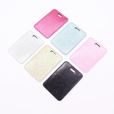 China Wholesale Eco-Friendly Luggage/DIY/Bags Fashion Sublimation Blanks Glitter PU Leather Luggage Tag for sale