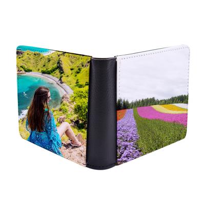 China Sublimation PU Leather Wallets Flip Up Personalized Custom Print Card Slot Sublimation Photo Slot Extra Blanks Men's Purse Blanks Bi-Fold for sale