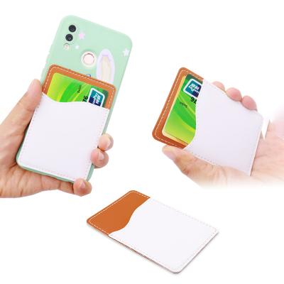 China Fashion Customize 3m Stick Phone Card Holder Phone Pockets Sublimation Leather Cell Phone Credit Card Holder for sale