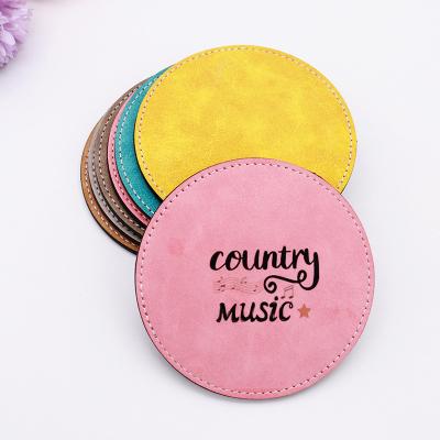 China Wholesale Custom Viable Round Square Square Printing PU Leather Colorful Sublimation Leather Coaster Sublimation Blanks Coasters 4in for sale