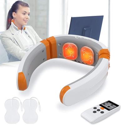 China Portable Intelligent Remote Control Heating EMS Electronic Smart Neck Massager for sale