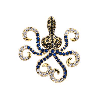 China Custom Design Brass Brooches Jewelry Octopus Zircon TXZ207 Brooches for sale