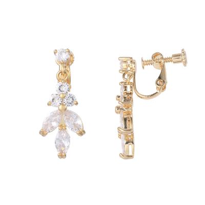 China High Quality Environmental Friendly Zircon Crystal Elegant Clip On Earrings From Marquise Cut Cubic Zirconia CZ For Women Wedding Bride Or Bridesmaid for sale