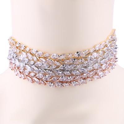 China High Quality FASHIONABLE ZIRCON Marquise Cut Shiny Cubic Zirconia CZ Chokers Necklace For Women Girls Neck Jewelry for sale