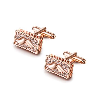 China Brilliant Zirconia CZ ZIRCON Crystal Mustache Brass Cufflinks For Men's Shirt for sale