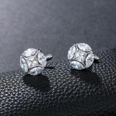 China Marquise Cut Cubic Zirconia Tasty High Quality Brass CZ Crystal CuffLinks for Men in Silver Rose Gold or Rhodium Plated for sale