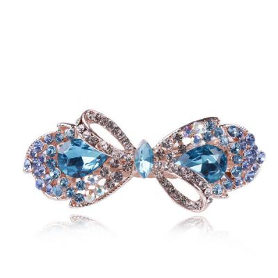 China Beautiful Eco - Friendly Crystal Rhinestones Bow Alloy Hair Jewelry Clips Wedding Bridal Barrettes for sale