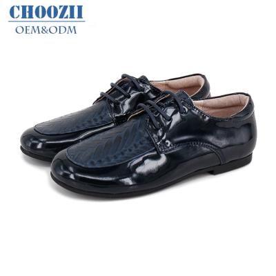 China Choozii Wholesale Flat Lace Up Fashion Unique Boys Shoes Premium Leather Kids Boys Stylish Shoes for sale