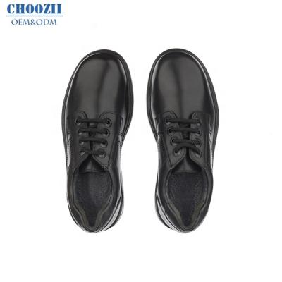 China New Flat Design Fashion Choozii Black Genuine Leather Kids School Shoes For Boys for sale