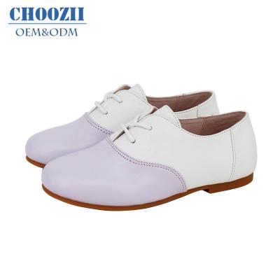 China Breathable Maker Choozii Custom Double Color Tones Real Leather Dress Kids Shoes For Girls for sale