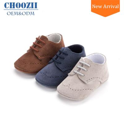 China Anti-slippery Style Suede Oxford Leather Baby Shoes Leather For Baby Born Beginnings for sale