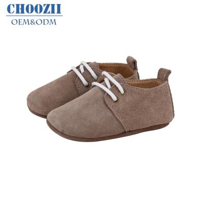 China Wholesale Baby Shoes Oxford Style Dove Gray Soft Sole Suede Leather High Quality Flat Genuine Leather From Choozii In Guangzhou for sale