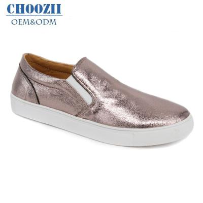 China Choozii Wholesale Stylish Flat Slit Leather Slide Girls Sneaker Shoes Flat Heel Girl Loafer Casual Shoes for sale