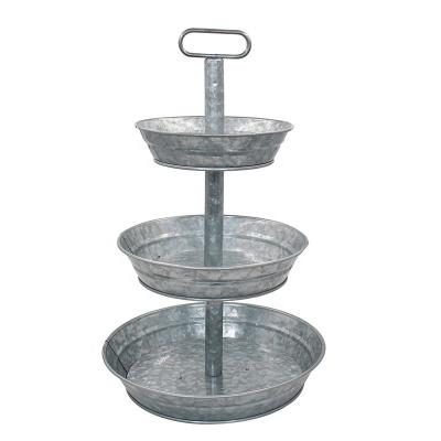 China Eco-Friendly Galvanized 3 Tier Tray Stand Serving House And Kitchen Cake And Cupcake Tiered Serving Tray for sale