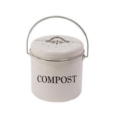 China Sustainable Wholesale Garden Or Home Indoor 1 Gallon Powder Coated Galvanized Steel Countertop Kitchen Compost Bin for sale