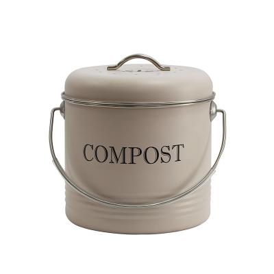 China Sustainable Wholesale Garden Or Home Indoor 1 Gallon Powder Coated Galvanized Steel Countertop Kitchen Compost Bin for sale