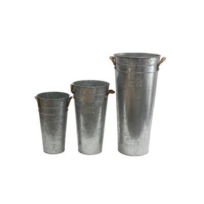 China French Country Farmhouse Style Bucket House or Weddings Decoration Artificial Metal Silver Flower Vases for Weddings Centerpiece for sale