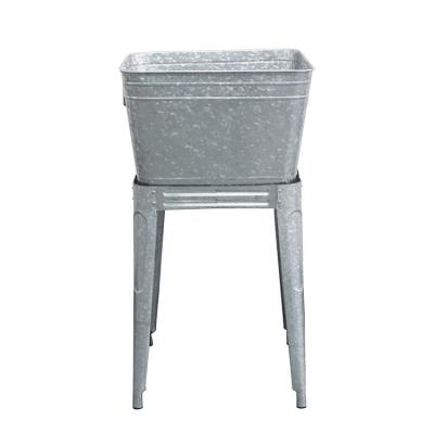 China Sustainable Galvanized Steel Drink Tub Cooler Ice Bucket With Stand For Parties for sale