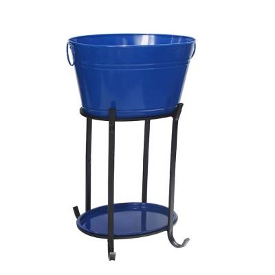 China Galvanized Viable Iron Cooler Ice Bucket Beer Bottle Beverage Party Tub With Stand for sale