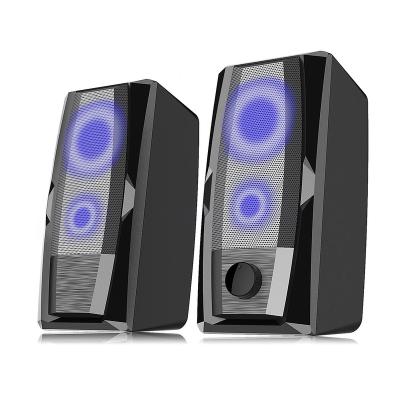 China Wholesale Colorful LED Light Factory Portable Mini Gaming Speakers Outdoor Audio Surround - Sound System RGB 2.0 Computer Party Speaker for sale