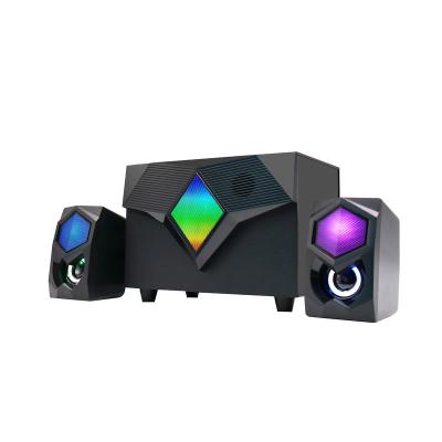 China 2022 New Design Sound Sound Loudspeaker 2.1 Blue Light LED Tooth Speaker Mini Portable Gaming Speakers Outdoor Colorful Audio Music Player for sale