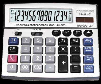 China Factory general purpose derect-sales calculator big digits &14 digits show electronic plastic check and correct calculator with CE CT-2214C for sale