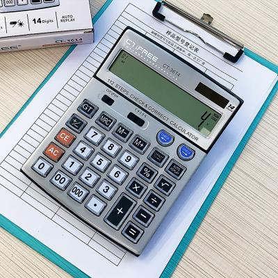 China Promotional Custom Printing Calculators Logo Solar Electronic Calculadora 14 Digit Professional Calculator Desktop CT-3614 for sale