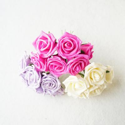 China Real Looking Foam Hand Made Artificial Flowers Foam Roses With Stem DIY Decoration For Home Wedding Party for sale