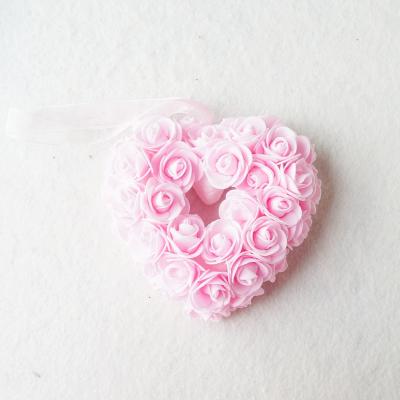 China Hand Made Heart Shaped Artificial Rose Wreath Garland Foam Flower for Valentine's Day Home Wedding Decoration for sale