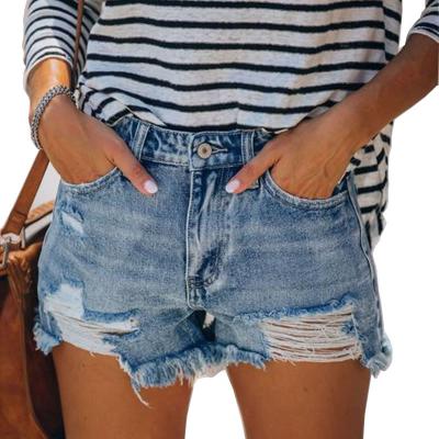 China Wholesale Breathable Summer Loose Buttons Ripped Hot Pants Fringed Women's Shorts Jeans Clothing for sale