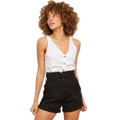 China Hot Selling Design Sexy QUICK DRY Women Denim Shorts Double Button High Waist Black Ladies Denim Fabric Short Pants for sale