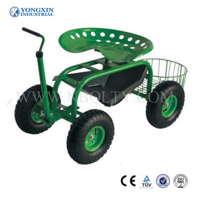 China GC002 Labor Seat Steel Rolling Garden Cart With Turnbar for sale