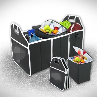 China Eco-friendly 100% fully collapsible and portable 600D polyester trunk organizers with insulated cooler insert. for sale