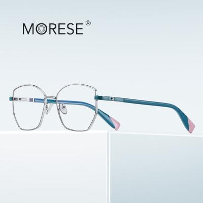 China Optical Frames for OEM Logo Customized Eyeglasses Pingfan Glasses Cat Eye Designer Eyeglasses Myopia Model 3011 Metal Polygon Optical Frame MORESE for sale