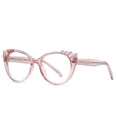 China Fashion Custom Logo Fashion Ladies Computer Anti Cat Eye Optical Glasses Eyeglasses Blue Light Blocking Frames for sale