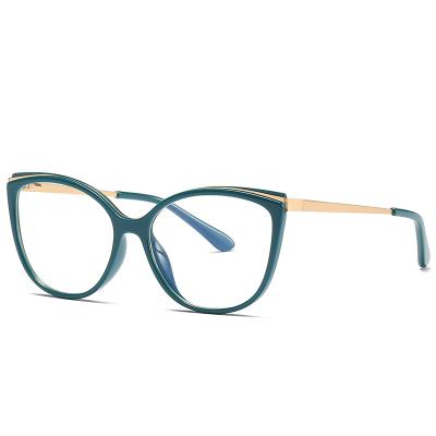 China Spec Optical Glass Spectacle Frames. Trendy Fashion Retro Cat Eye Anti Blue Light Wine Men Women TR90 Metal for sale