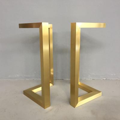 China Modern Stainless Steel Table Leg L Shape Gold Brass Table Stand Luxury Furniture Legs For Bench Cafe Dining Table Legs Durable for sale