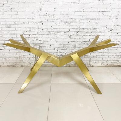 China Gold Modern Luxury Modern Furniture Leg Mantis Table Steel Brushed Base For Dining Cafe Furniture Metal Table Leg for sale