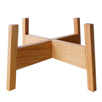 China Mid-Century Wood Plant Stand Plant Pot Stand Assembly Solid Wood Folding Indoor Flower Stand for sale