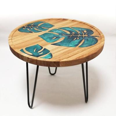 China Convertible Side End Side Resin Wood Dining Table Epoxy River Round Shape Coffee Table Coffee Table Color Handmade Unique Furniture for sale