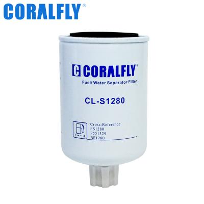 China Fs1280 BF1280 P551329 3925274 CORALFLY Truck Air Filter Fuel / Water Separator Spin - On With Drain for sale