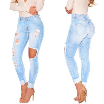 China New Design Spring Drop Breathable Lady Ripped Jeans Women In Stocks And Custom Skinny Jeans for sale