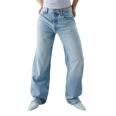 China Amazon Wish Non Wash Leg Friend Non Stretch Hard Waist Wide Waist ebay Womens Girls Breathable Jeans for sale