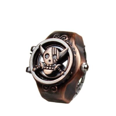 China Anime Retro Retro Creative Flip Finger Watches Skeleton Quartz Watch Ring Watches for sale